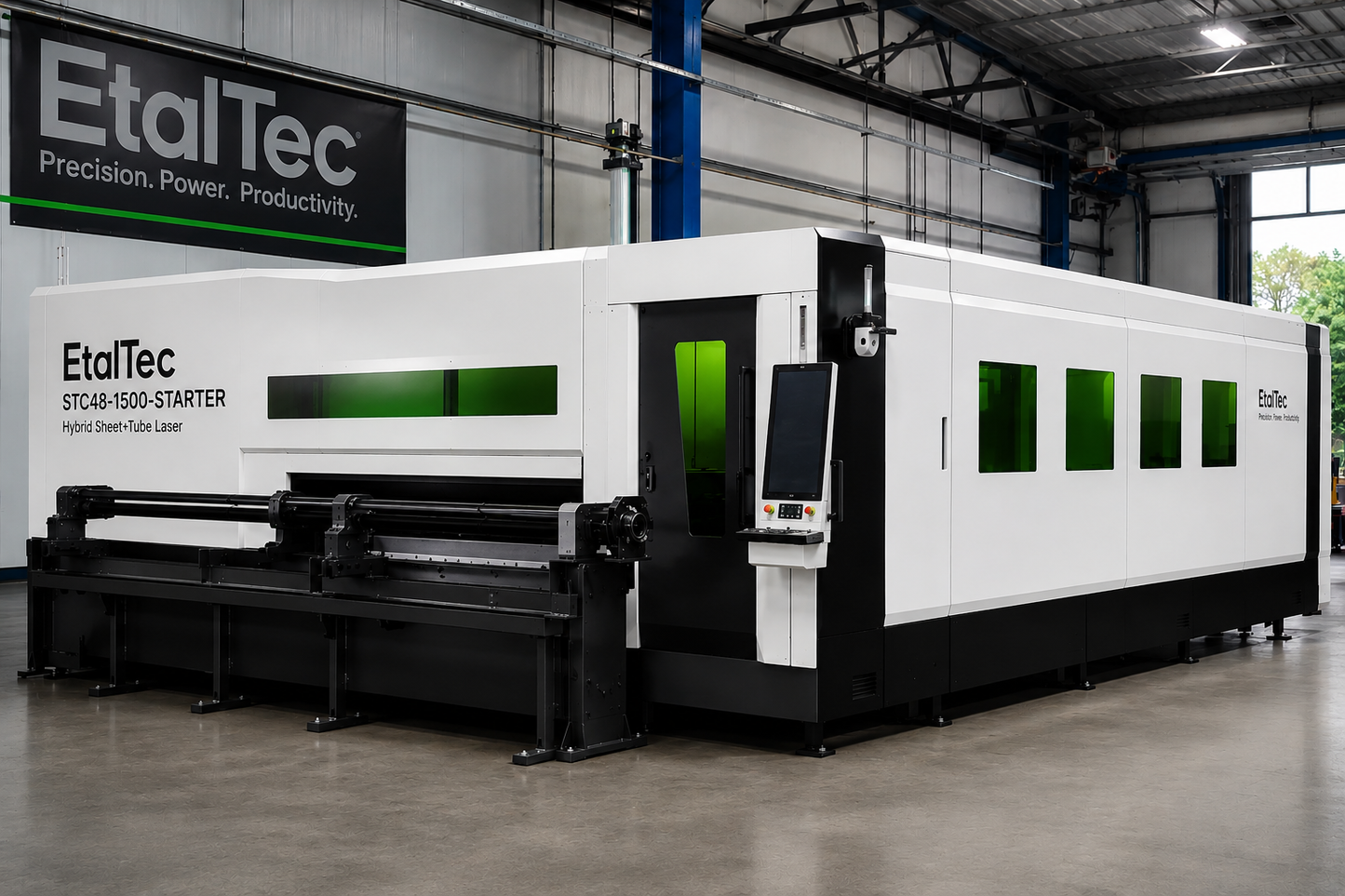 EtalTec STC48-1500-STARTER 1.5kW 4x8 enclosed sheet and tube fiber laser cutter for U.S. metal fabrication