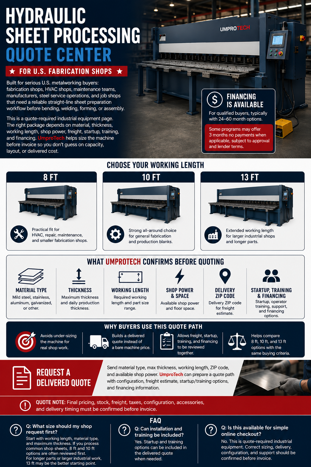 Hydraulic Sheet Processing Quote Center for U.S. Fabrication Shops