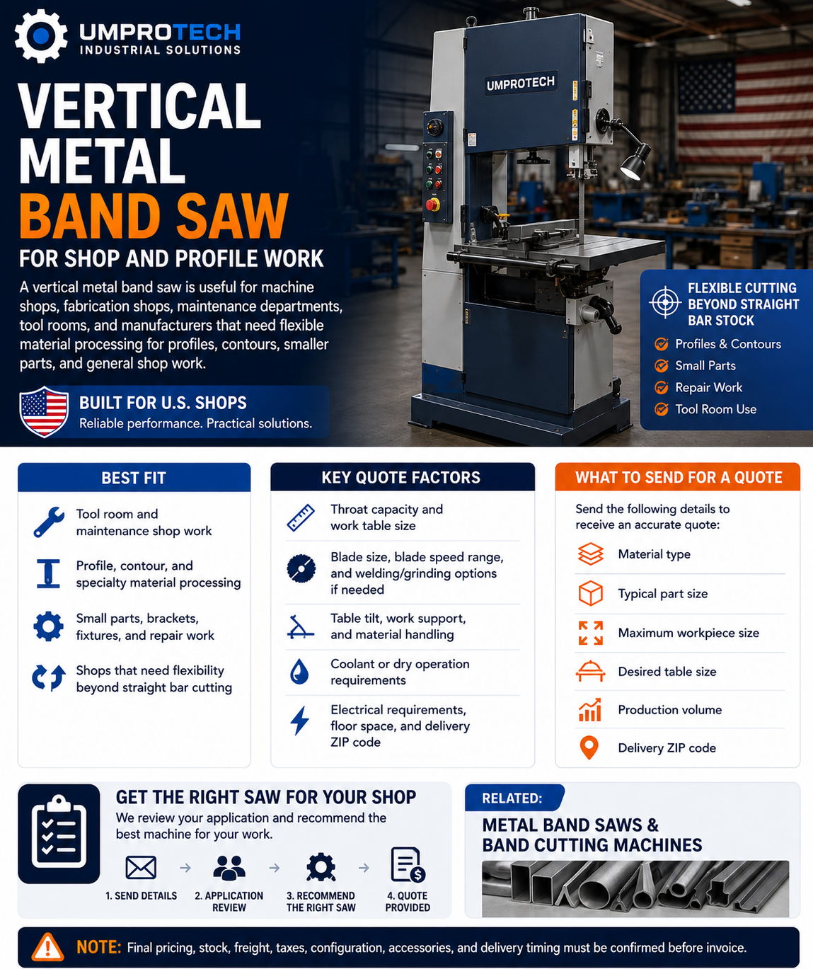 Vertical Metal Band Saw | Profile and Shop Cutting Quote