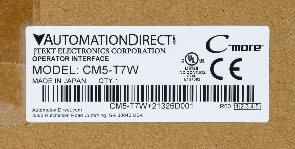 C-more CM5 series touch screen HMI, 7in color TFT LCD, resistive single-touch, widescreen, 800 x 480 pixel, WVGA, LED backlight, (1) Ethernet, (2) serial and (2) USB ports and (1) memory card slot.-CM5-T7W