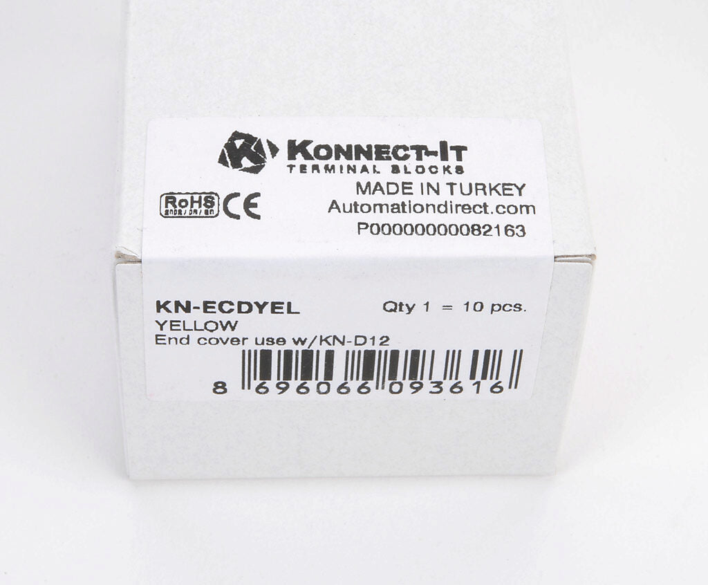 Konnect-It terminal block end cover, yellow. Package of 10. For use with KN-D10 or KN-D12 series terminal blocks.-KN-ECDYEL