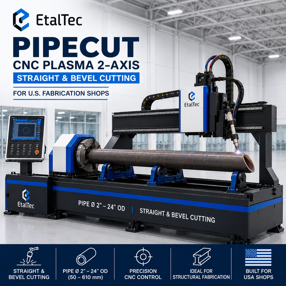 EtalTec PipeCut CNC Plasma 2-Axis Straight & Bevel USA