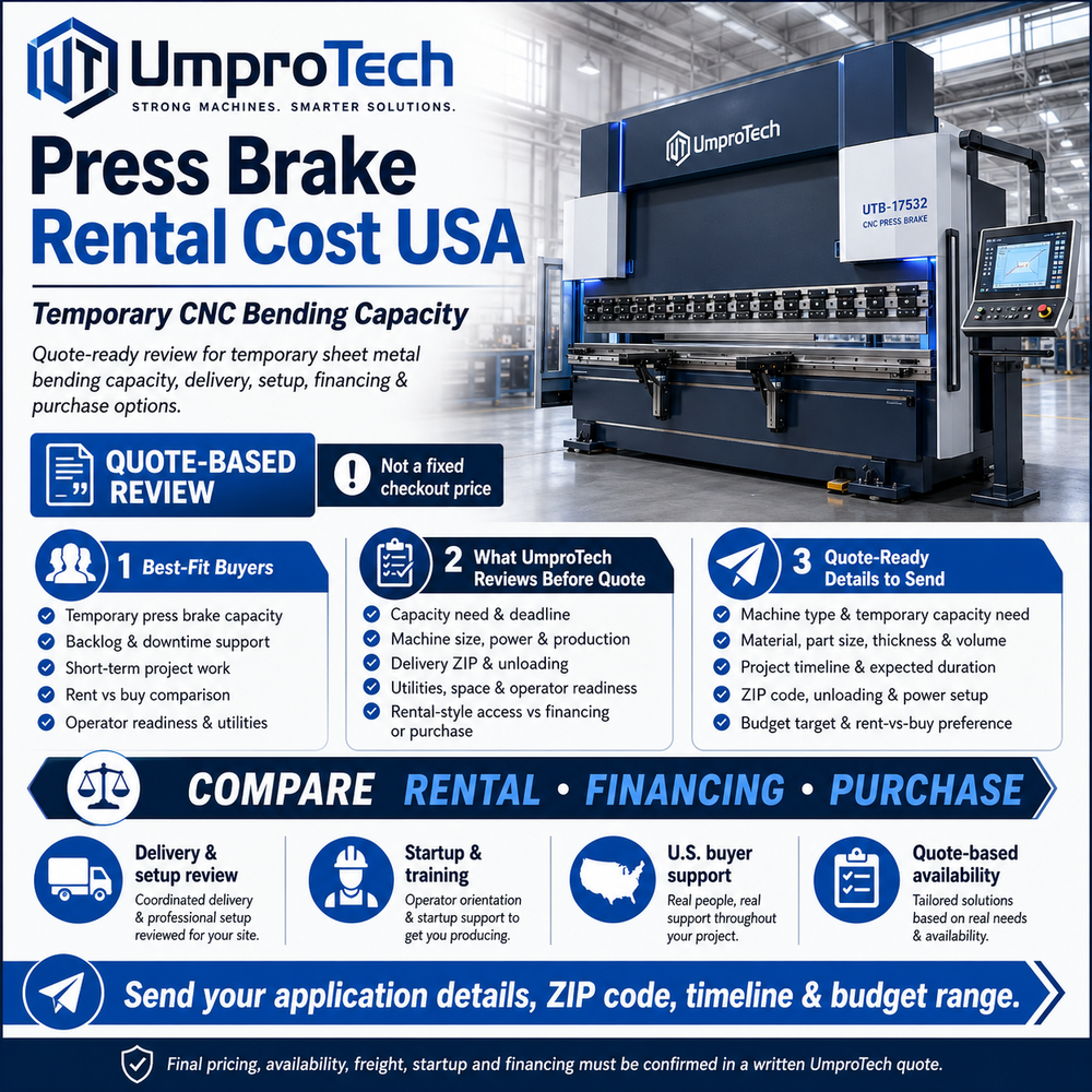 Press Brake Rental Cost USA | Temporary CNC Bending Capacity