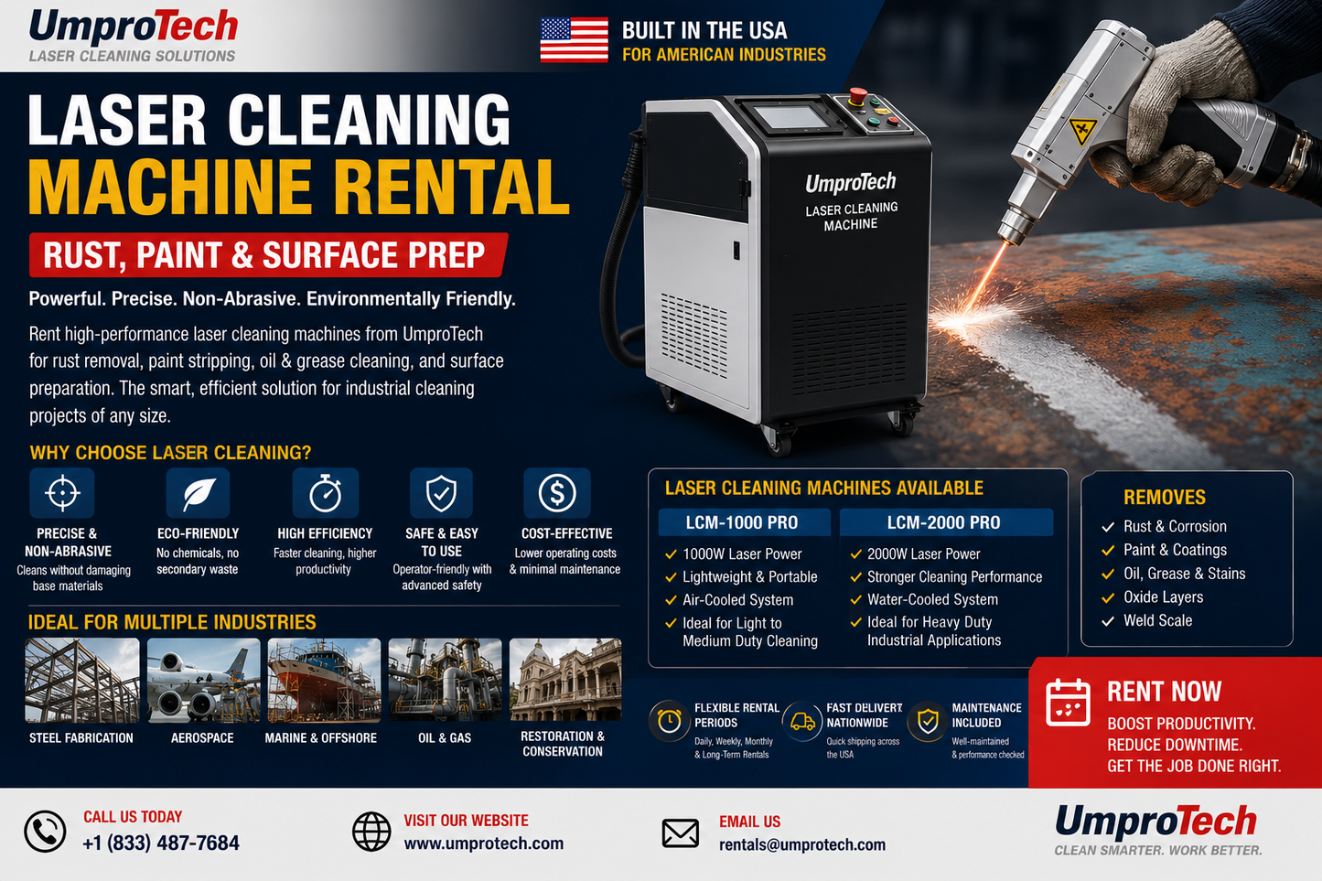 Laser Cleaning Machine Rental USA | Rust, Paint & Surface Prep for U.S. industrial equipment buyers