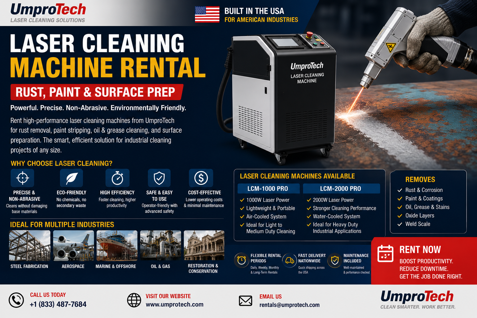 Laser Cleaning Machine Rental USA | Rust, Paint & Surface Prep for U.S. industrial equipment buyers
