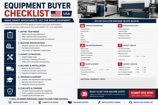 Equipment Buyer Checklist USA | RFQ Details for Machine Quote Review
