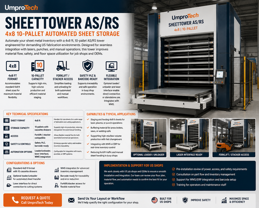 Umprotech SheetTower AS/RS 4x8 10-Pallet Automated Storage