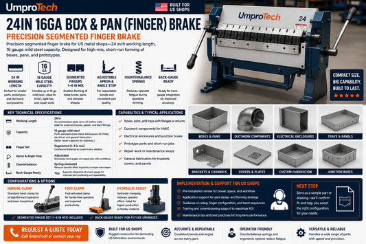 Umprotech Box & Pan Brake 24in 16ga Segmented Finger Brake
