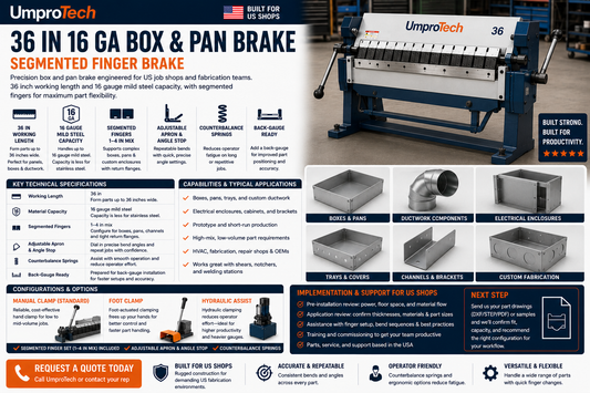 Umprotech Box & Pan Brake 36in 16ga Segmented Finger Brake