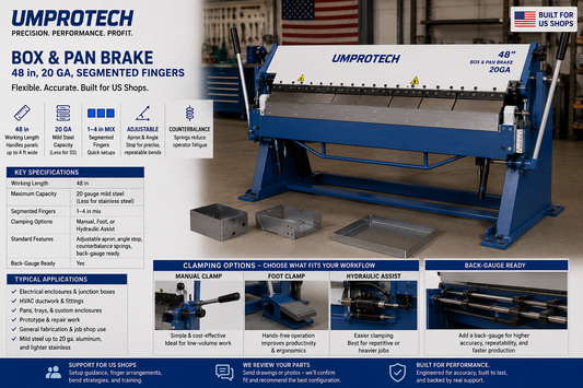 Umprotech Box & Pan Brake 48in 20ga Segmented Finger Brake