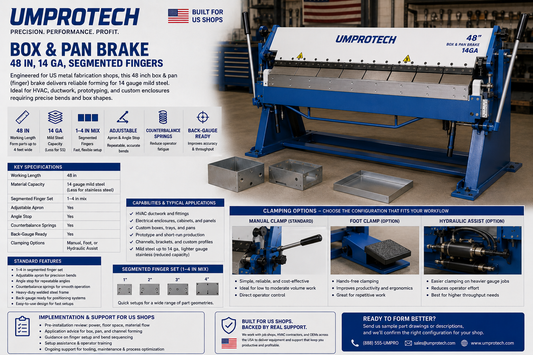 Umprotech Box & Pan Brake 48in 14ga Segmented Finger Brake