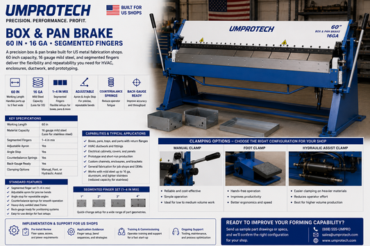 Umprotech Box & Pan Brake 60in 16ga Segmented Finger Brake