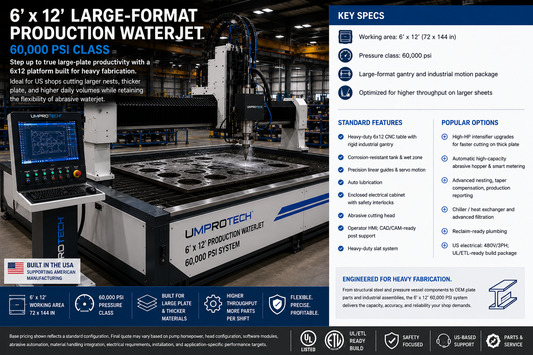 UmproTech WJ 612-60K XL Waterjet Cutting Machine | 6 ft x 12 ft