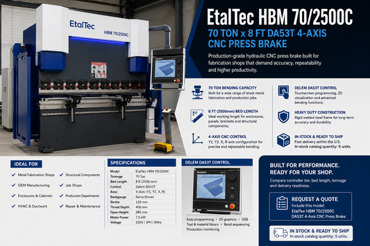EtalTec HBM 70/2500C – 70 Ton x 8 ft DA53T 4-Axis CNC Press Brake