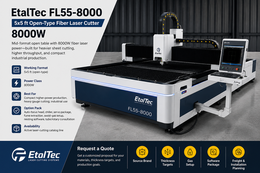 EtalTec FL55-8000 – 5x5 ft Open-Type Fiber Laser Cutter 8000W