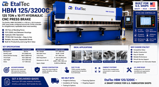 EtalTec HBM 125/3200C – 125 Ton x 10 ft TP10S CNC Press Brake