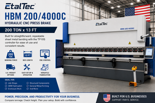 EtalTec HBM 200/4000C USA – 200 Ton x 13 ft TP10S CNC Press Brake - UmproTech Financing / Lease-to-Own USA industrial equipment