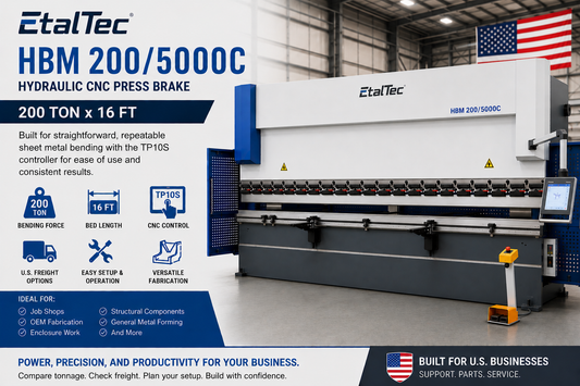 EtalTec HBM 200/5000C USA – 200 Ton x 16 ft TP10S CNC Press Brake - UmproTech Financing / Lease-to-Own USA industrial equipment