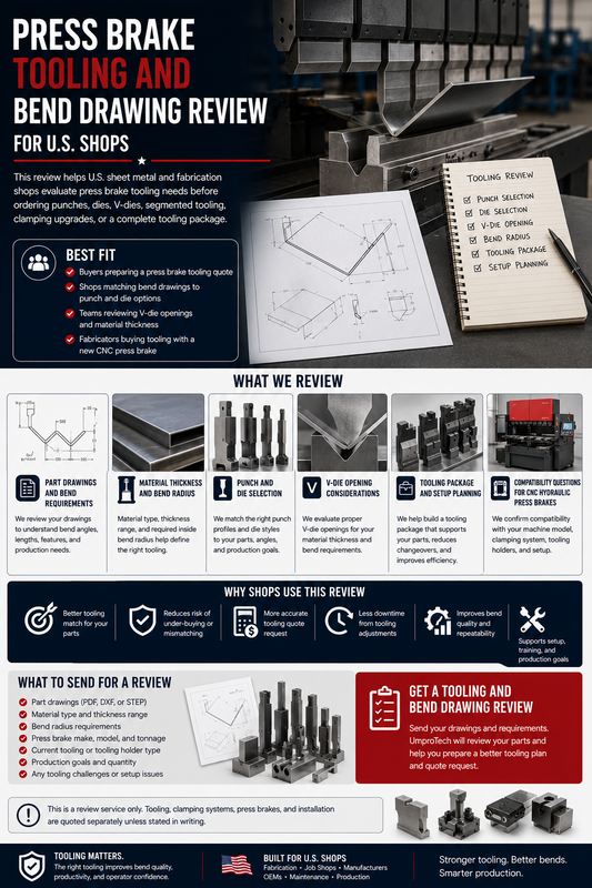 Press Brake Tooling & Bend Drawing Review USA | Punch, Die & V-Die Intake
