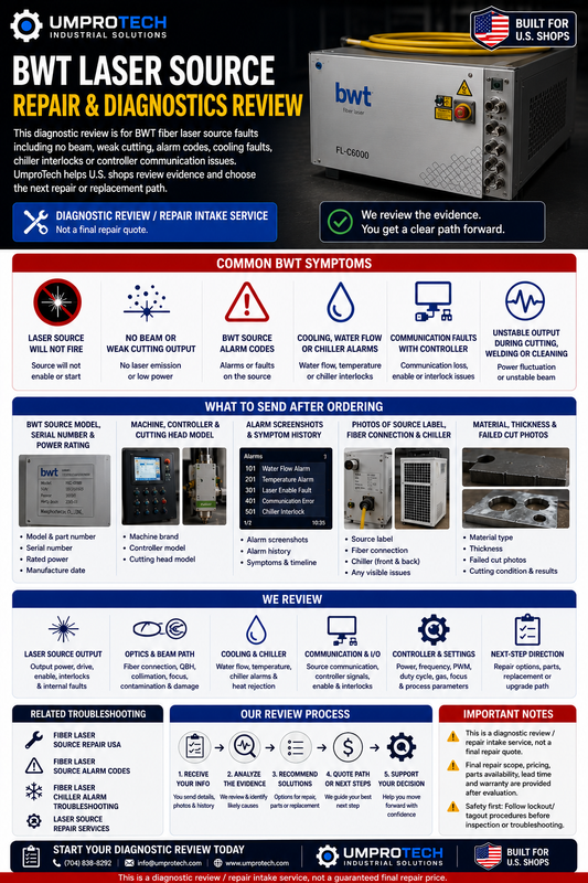 BWT Laser Source Repair & Diagnostics USA | Fiber Laser Fault Review