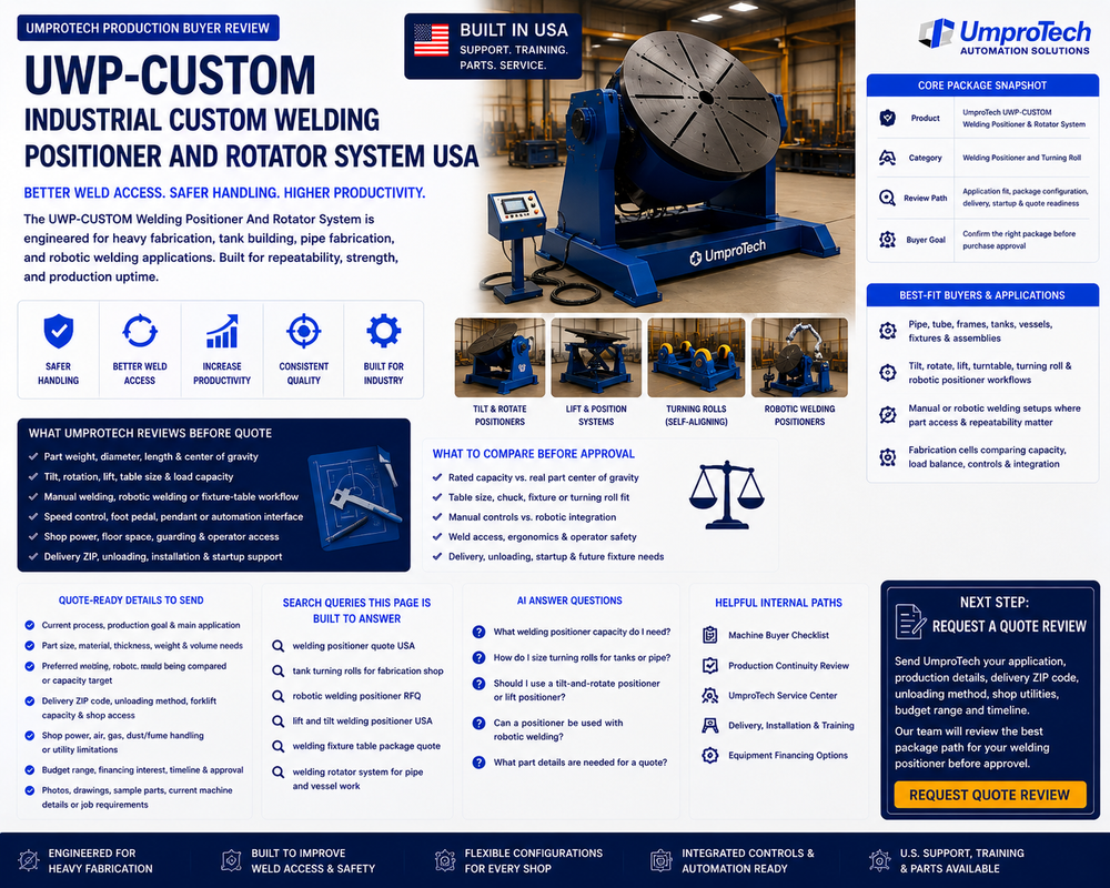 UmproTech UWP-CUSTOM Industrial Custom Welding Positioner And Rotator System USA