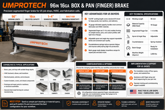 Umprotech Box & Pan Brake 96in 16ga Segmented Finger Brake
