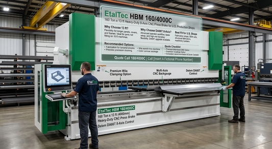 EtalTec HBM 160/4000C – 160 Ton x 13 ft Heavy-Duty Delem DA66T 8-Axis CNC Press Brake