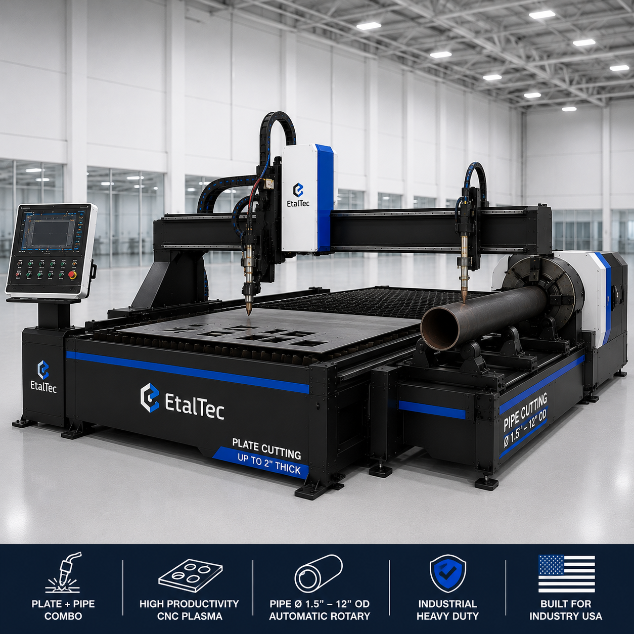 EtalTec Plate + Pipe CNC Plasma Combo Industrial USA