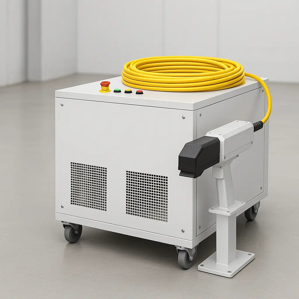 UmproTech 300W Pulsed Fiber Laser Cleaner USA | 300 mm Scan, 15 m Water-Cooled for industrial rust removal and surface