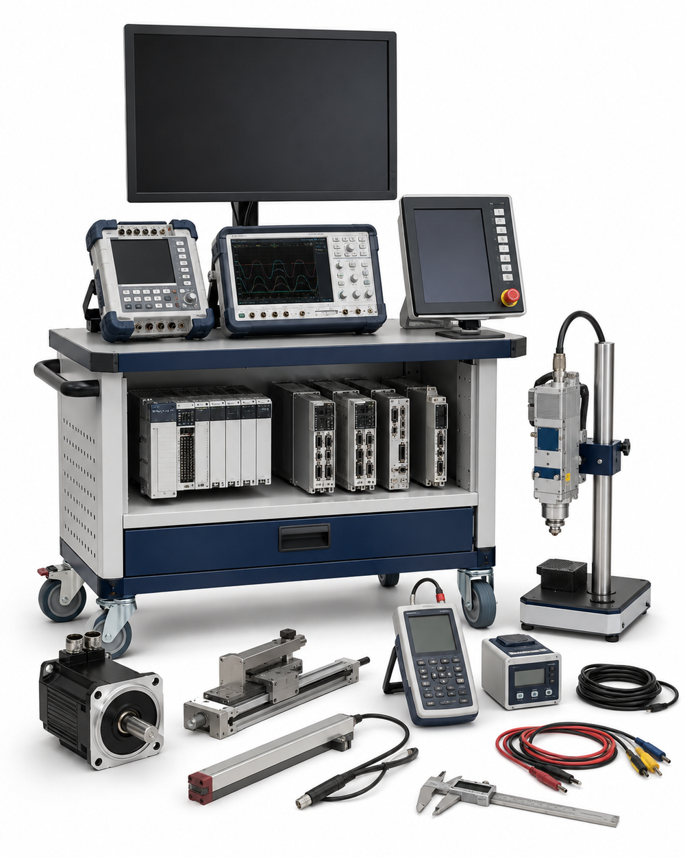 Compatible Amada press brake and laser machine retrofit assessment equipment on a white background