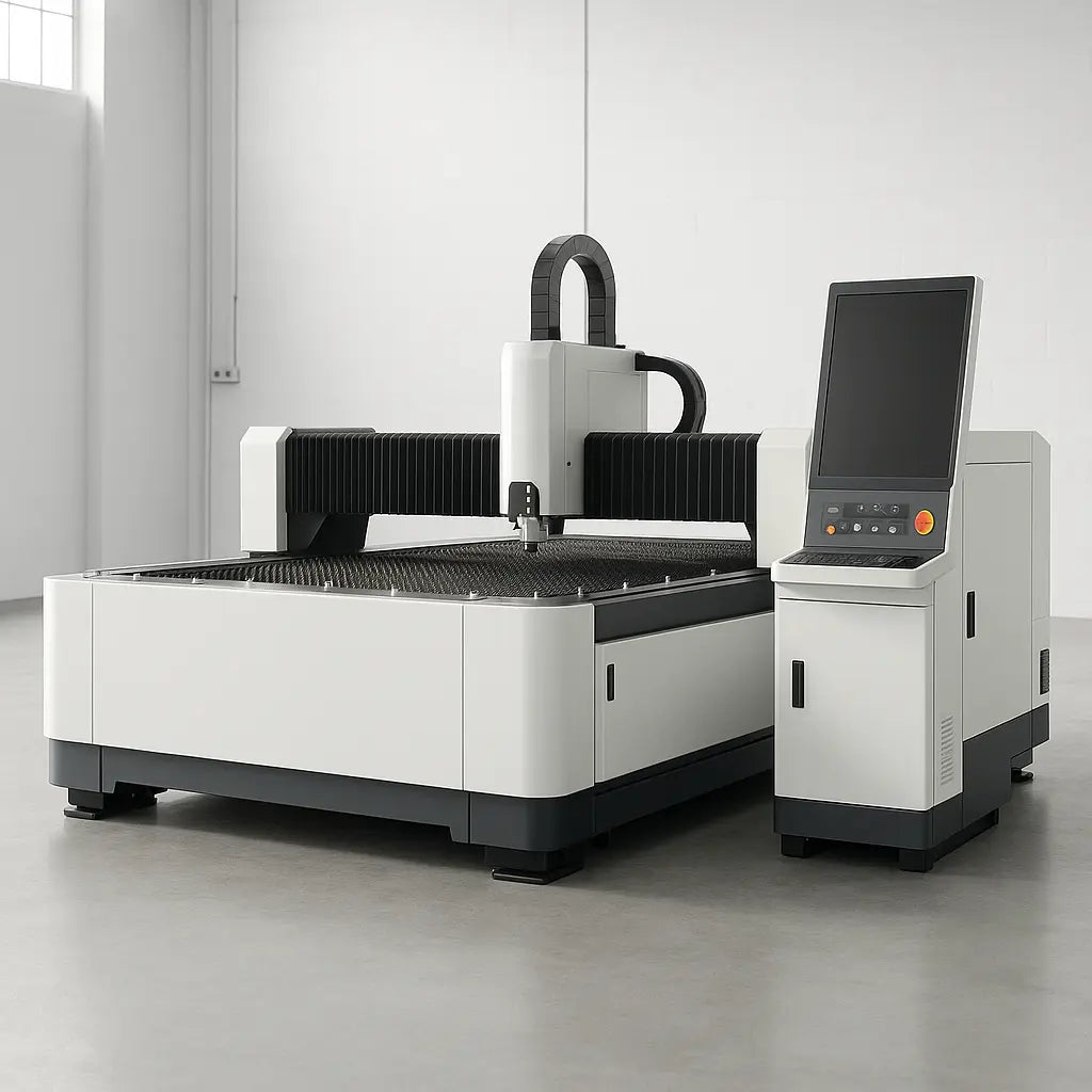 Large-format enclosed fiber laser cutter