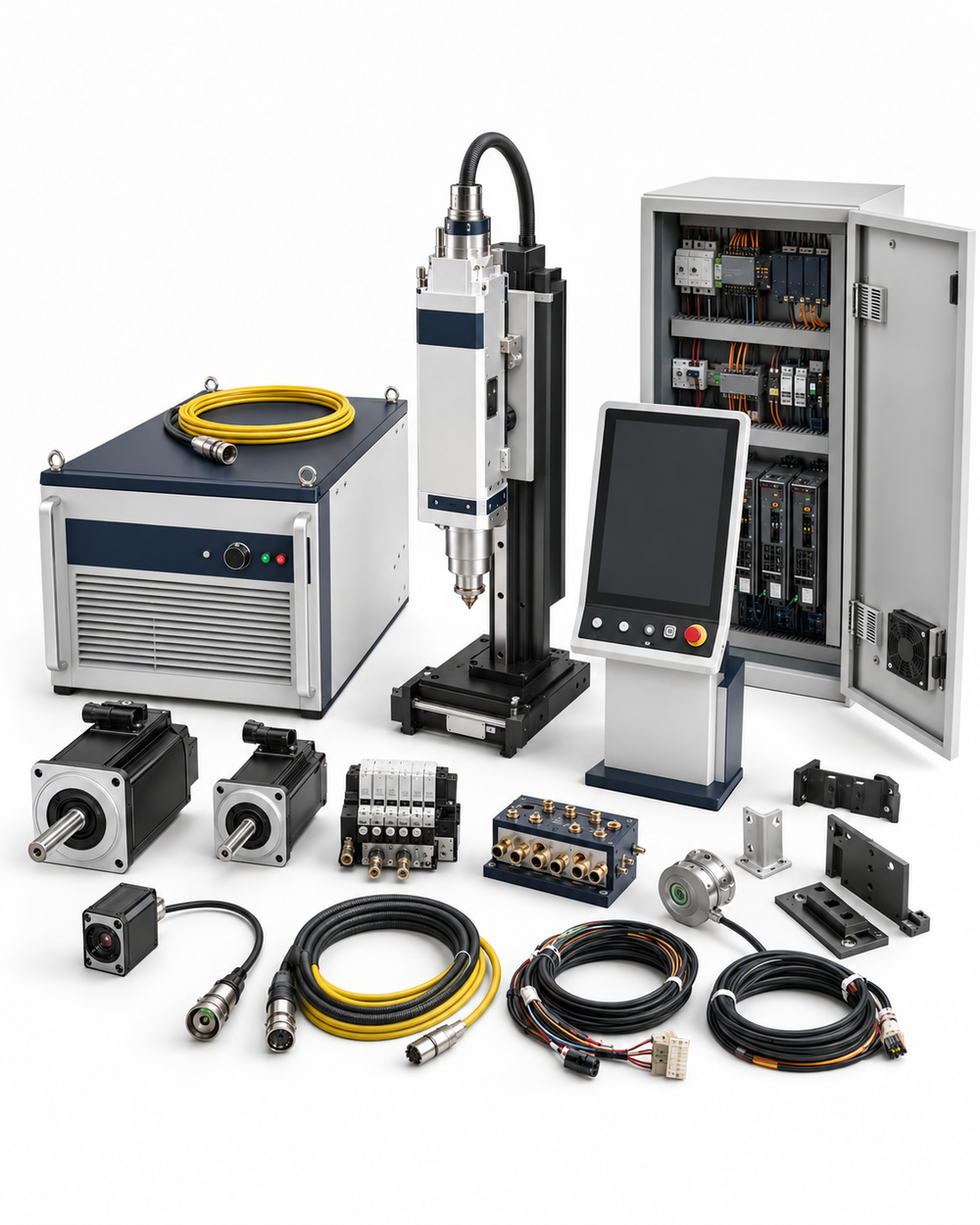 Compatible Bodor fiber laser retrofit and upgrade kit on a white background