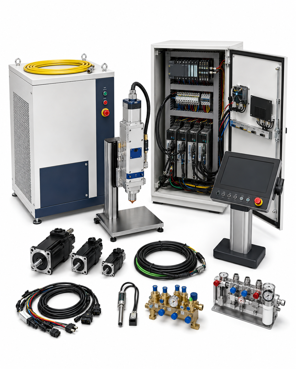 Compatible Bystronic laser cutting machine retrofit and upgrade kit on a white background