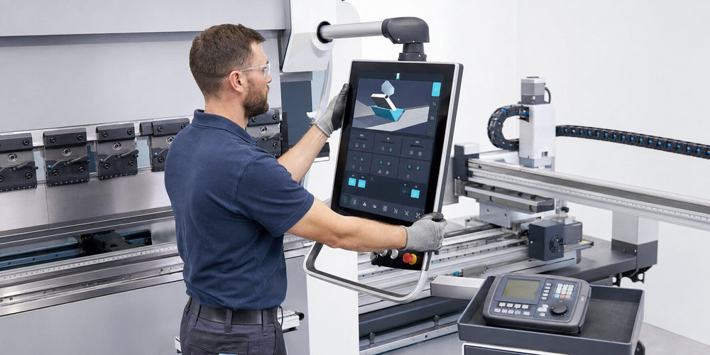Press brake touchscreen CNC control and backgauge upgrades