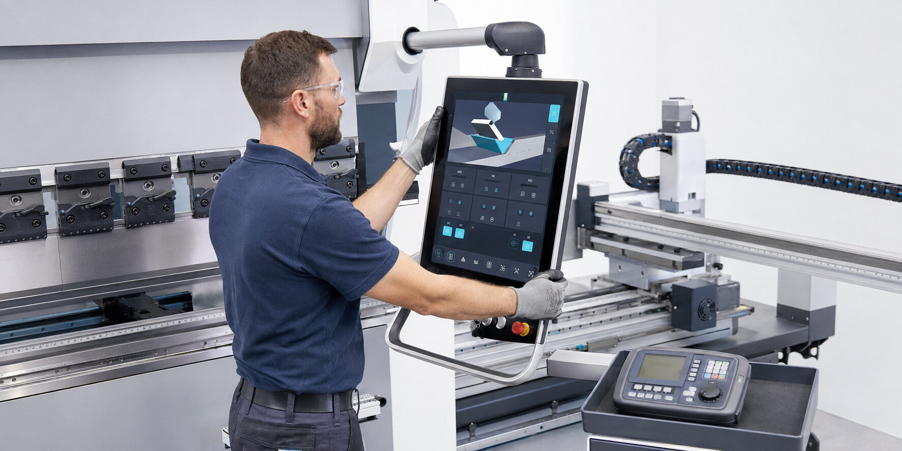 Press brake touchscreen CNC control and backgauge upgrades
