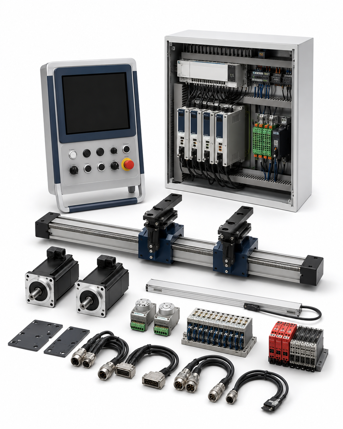 Compatible Cybelec press brake CNC control replacement and retrofit kit on a white background