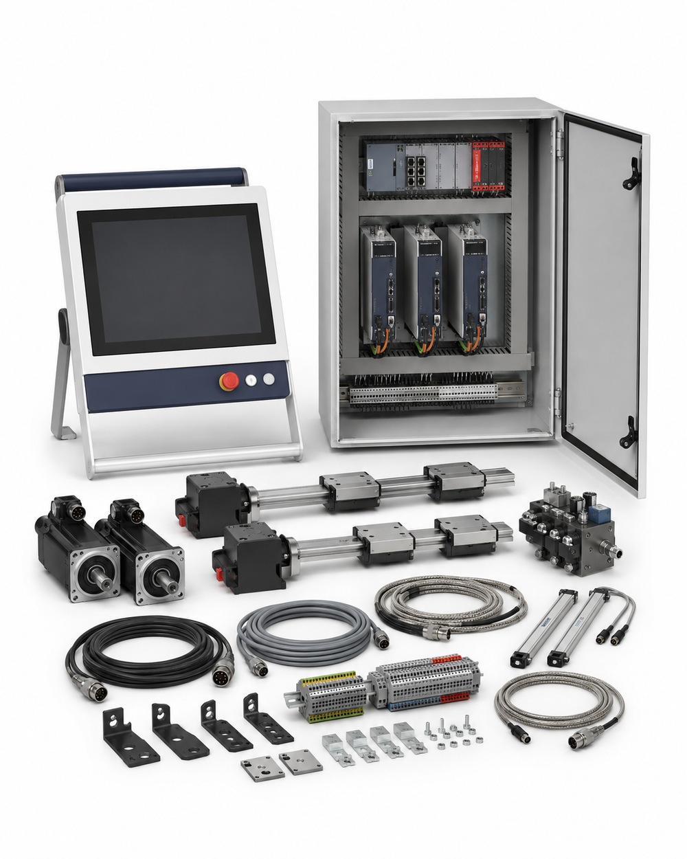 Compatible DELEM press brake CNC control retrofit and upgrade kit on a white background