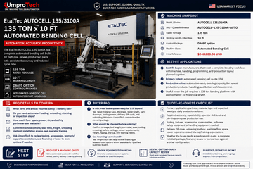 EtalTec AutoCell Automated Laser Cutting Cells — AUTOCELL 135/3100A • 135 Ton × 10 ft Automated Bending Cell