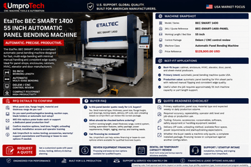 EtalTec BEC Automatic Panel Benders — BEC 1400 • 55 in Automatic Panel Bending Machine