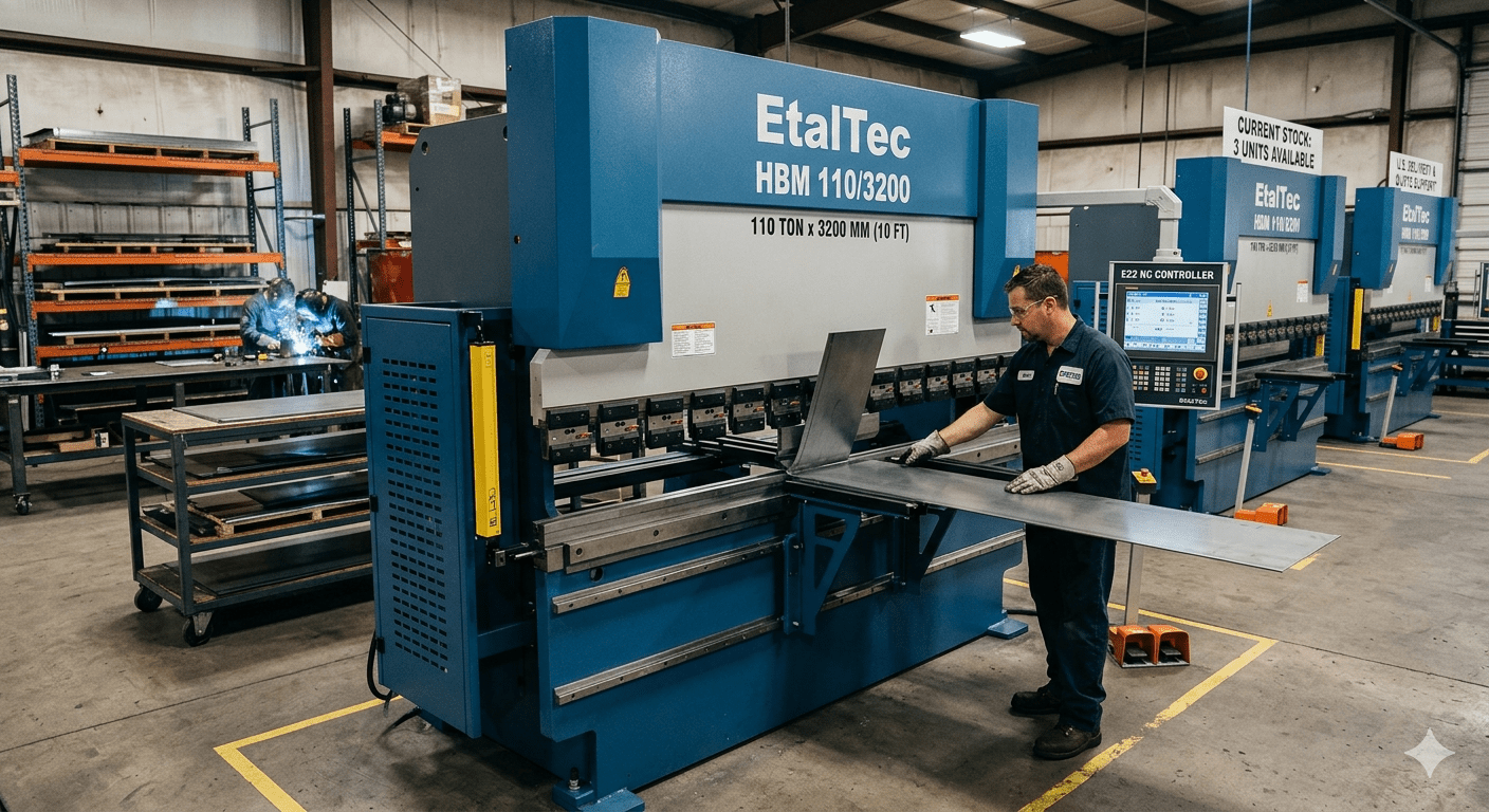 EtalTec HBM NC / E22 CNC Press Brakes — HBM 110/3200 • 110 Ton × 10 ft E22 NC