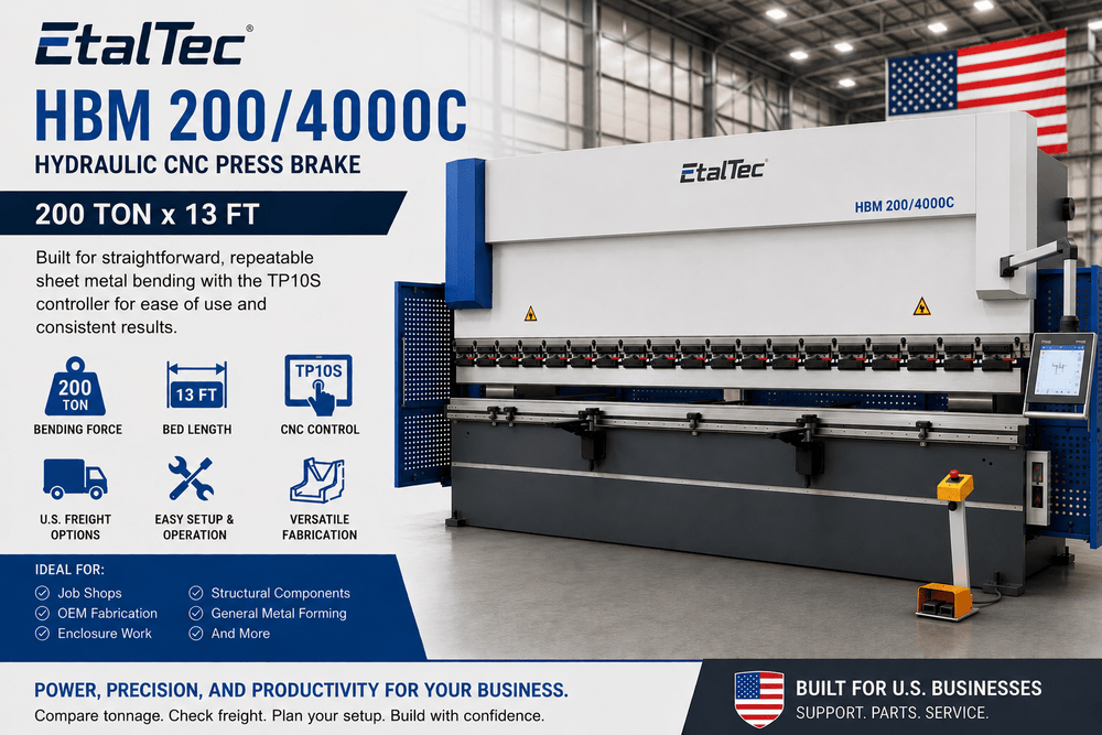 EtalTec HBM CNC CNC Press Brakes — HBM 200/4000C • 200 Ton × 13 ft TP10S