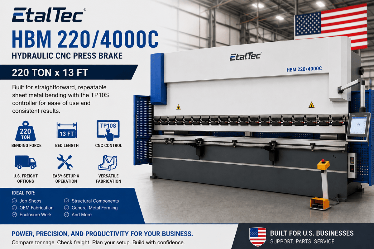 EtalTec HBM 220/4000C 220-ton x 13-ft TP10S CNC press brake