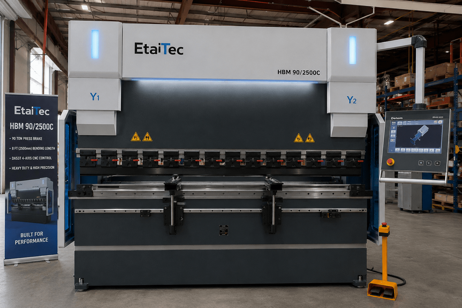 EtalTec HBM 90/2500C USA – 90 Ton x 8 ft DA53T 4-Axis CNC Press Brake - UmproTech