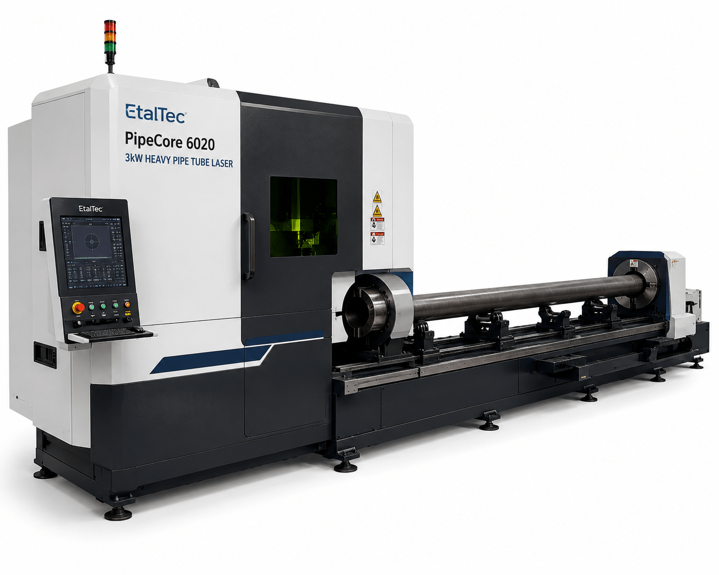 EtalTec Tube Fiber Laser Cutters — PipeCore 6020 3kW Heavy Pipe Tube Laser
