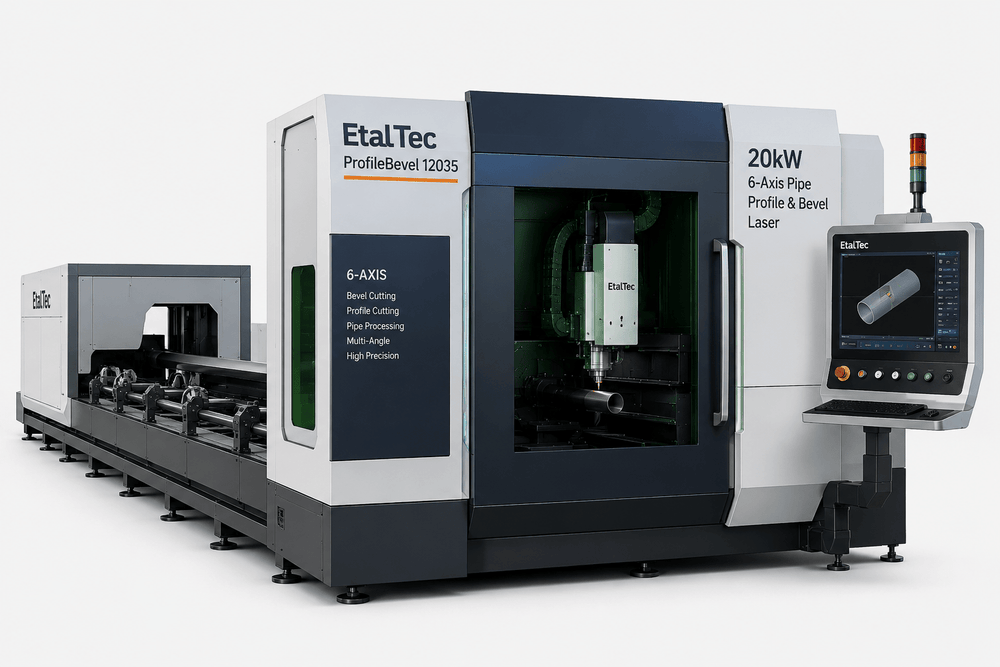 EtalTec Tube Fiber Laser Cutters — ProfileBevel 12035 12kW 6-Axis Pipe Profile & Bevel Laser