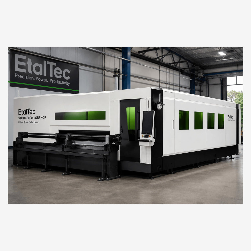EtalTec 4 by 8 enclosed sheet-and-tube fiber laser cutting machine