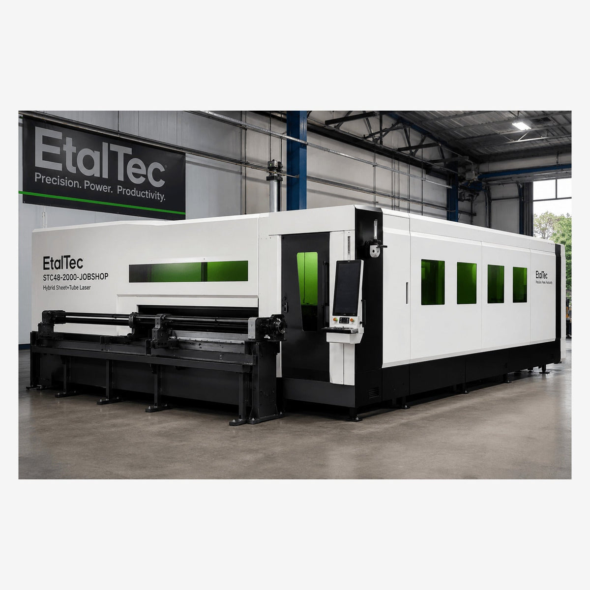EtalTec 4 by 8 enclosed sheet-and-tube fiber laser cutting machine