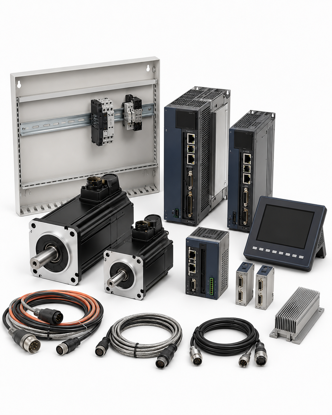 Fiber laser servo motor and drive system upgrade kit on a white background