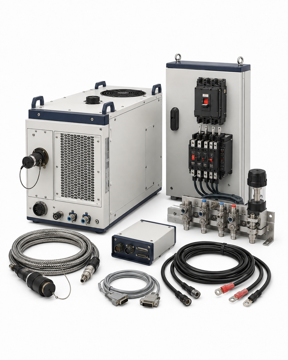 Fiber laser source replacement and power upgrade package on a white background