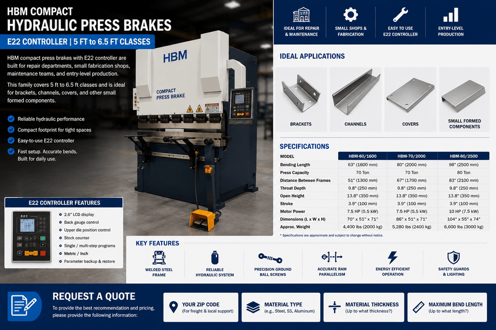 HBM CNC Press Brakes — Compact with E22 Controller